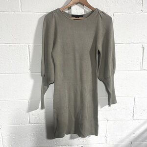 French Connection Beige Sweater Dress With Puff Long Sleeves Sz Medium